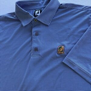 FootJoy‎ Blue Houndstooth Golf Polo Shirt XL Quail Hollow Club Embroidered Logo